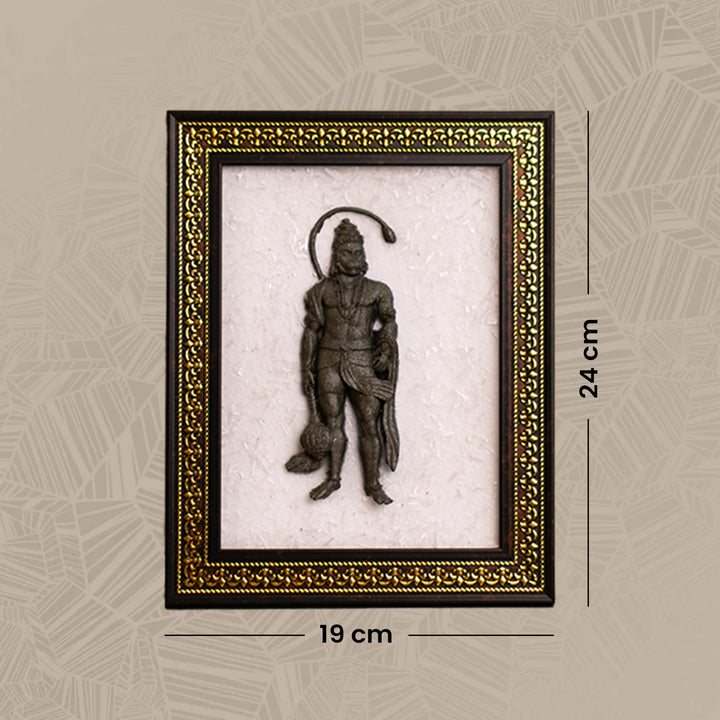 Pyrite Hanuman Ji on Selenite Frame