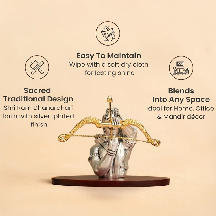 999 Silver Plated Shri Ram Dhanurdhari Idol