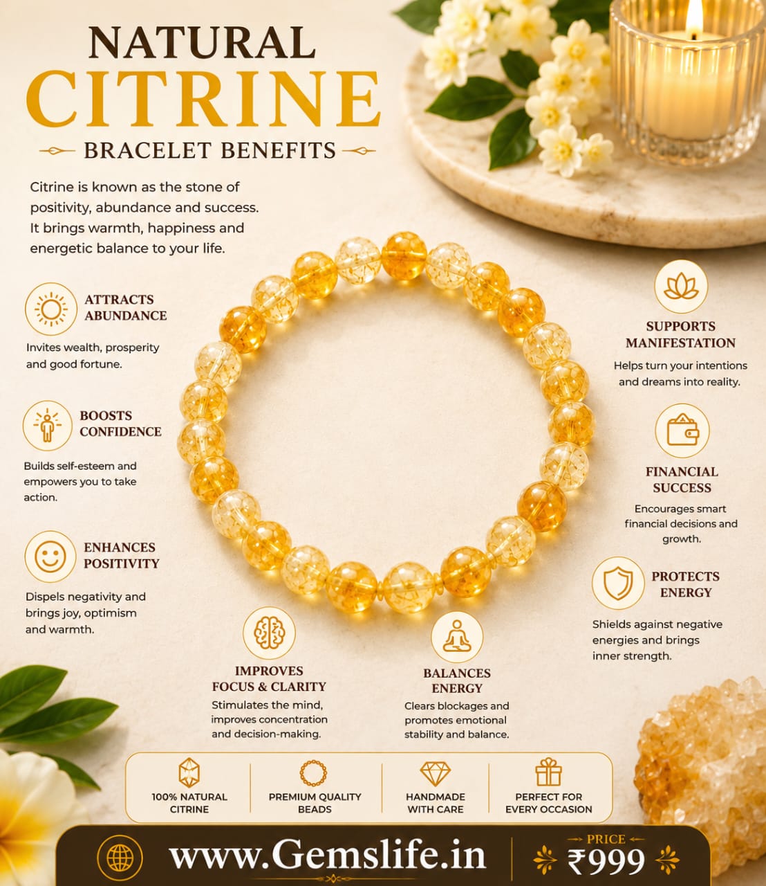 Natural Citrine Bracelet