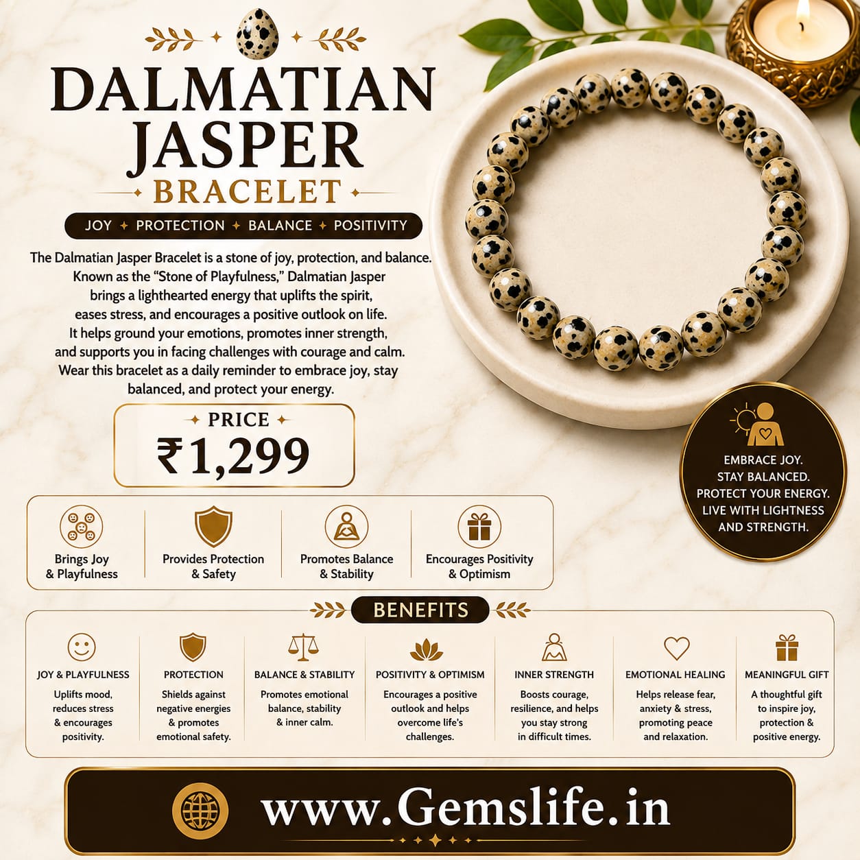 Dalmatian Jasper Bracelet