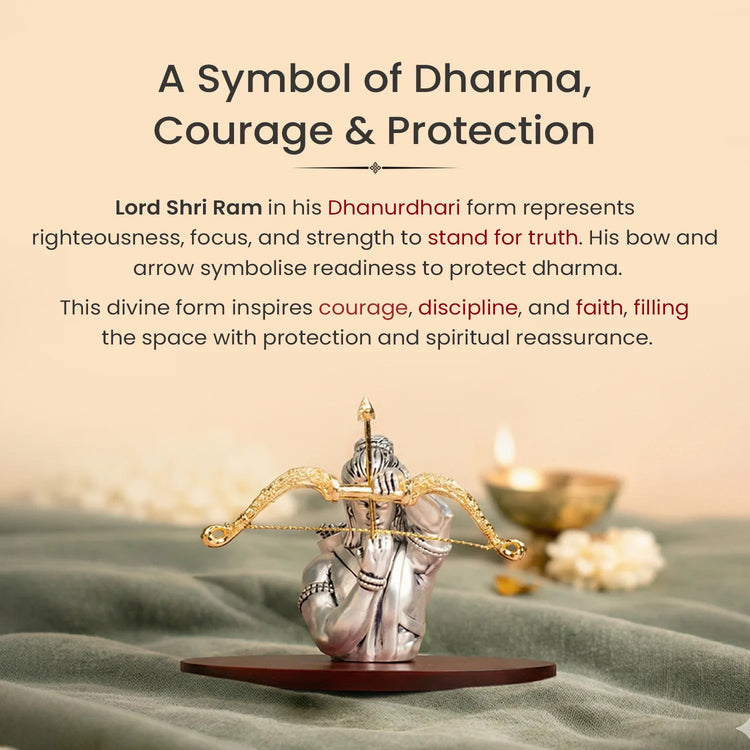 999 Silver Plated Shri Ram Dhanurdhari Idol